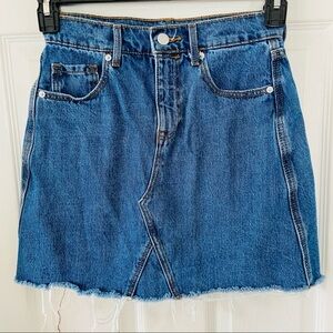 OLD NAVY high waisted denim cotton jean raw hem mini skirt size 0